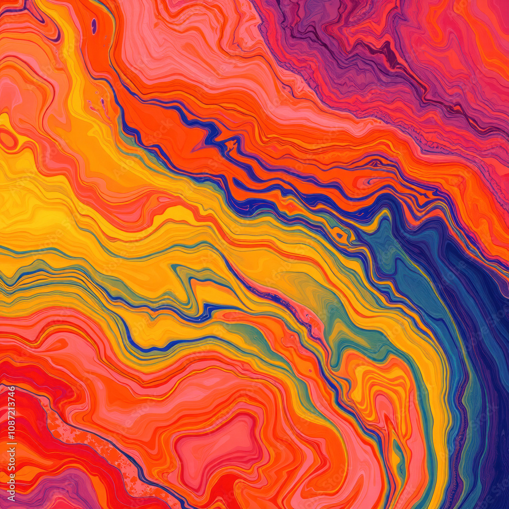 Leinwandbilder Bright streams of liquid paint create a deep abstract background with an emphasis on color and texture