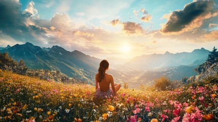 Woman Contemplating Mountain Scenery