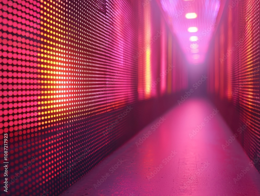 Poster visualizing cyber grid topology luminous cubic forms and gradient spectrum in digital environments
