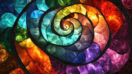 Fototapeta premium Abstract Colorful Spiral with Stained Glass Effect