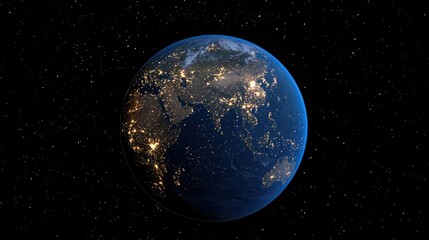 Fototapeta premium Connecting the world digital earth night view global perspective visual representation technology network connections