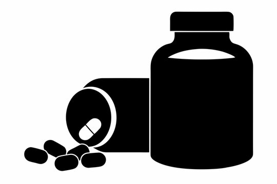 recommend clip art: silhouette of a medicine bottle with pills vector illustration