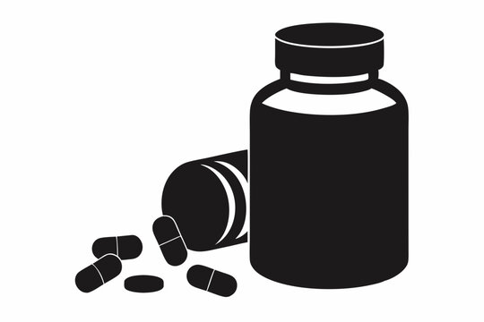 recommend clip art: silhouette of a medicine bottle with pills vector illustration