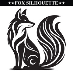 fox silhouette vector illustration on white background