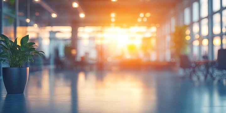 Out of focus background in front of a corporate structure, conveying a business oriented theme. The scene emphasizes an office environment with a professional feel.