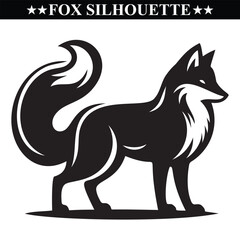 fox silhouette vector illustration on white background