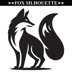fox silhouette vector illustration on white background