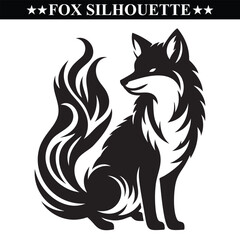 fox silhouette vector illustration on white background