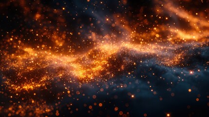 Bright cosmic dust swirling in vibrant colors against a dark backdrop during a starry night in the universe