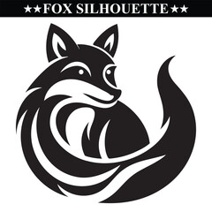 fox silhouette vector illustration on white background