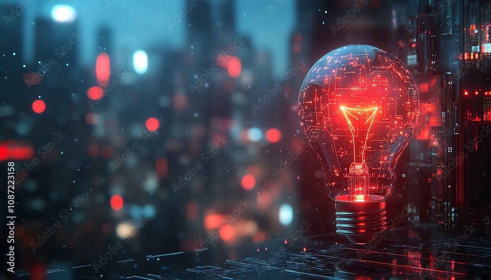 Aufkleber digital illustration of an ai system logo with a holographic light bulb and circuit patterns, set ag