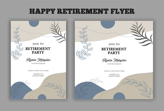 Happy retirement party invitation flyer design	