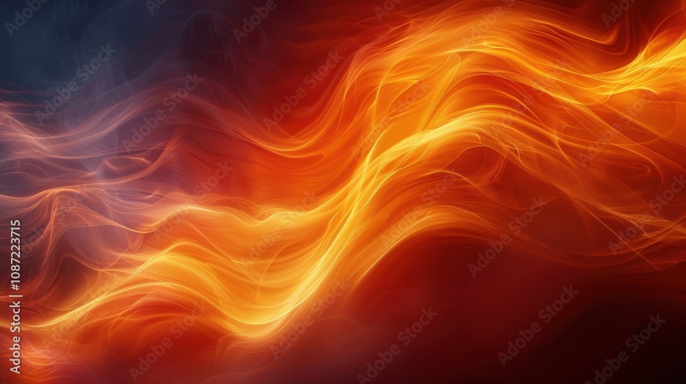 Poster dynamic orange and red flame patterns swirling against a dark background create an intense visual di