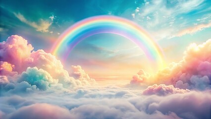 Heavenly Rainbow Arcing Over a Sea of Pastel Clouds