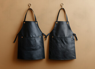 Chef kitchen apron. Chef cook in uniform, kitchen apron, protective apparel, culinary environment, food service setting, chef in kitchen interior, apron mock-up. Realistic style photo.