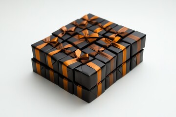 Naklejka premium Gift box wrapped and tied with a bow There are many colors. Ready to give to someone special that was prepared On a white background that looks clean.