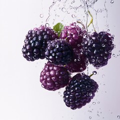 Close-Up Shot of a Cluster of Ripe Blackberries with Glossy Dark Skin