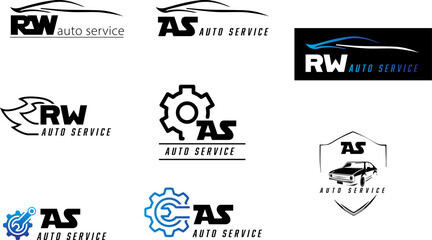 Car service logo ,RW service, AS auto service logo , vector illustration