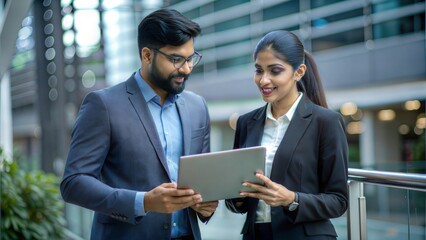 An Indian consultant presenting innovative business solutions to a corporate client.	
