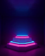 futuristic led-lit platform with cyberpunk elements