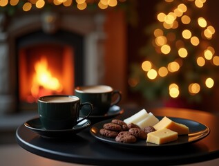 Christmas Coffee Break with Cheese and Cookies