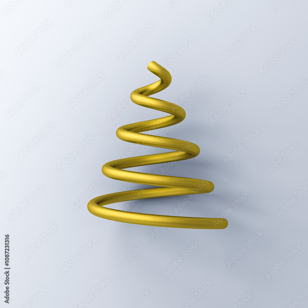 Aufkleber Minimal abstract gold christmas tree isolated on white background with shadow 3D rendering