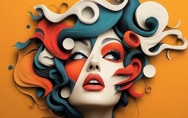 Retro Pop Art Portrait of Vibrant Expressive Woman with Stylized Whimsical Facial Features and a Neon Infused Playful Aesthetic Reminiscent of 1960s Underground Comics