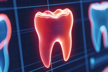 Dental check-up  teeth cleaning  smile maintenance concept. 3D dental illustration of a tooth in vibrant colors