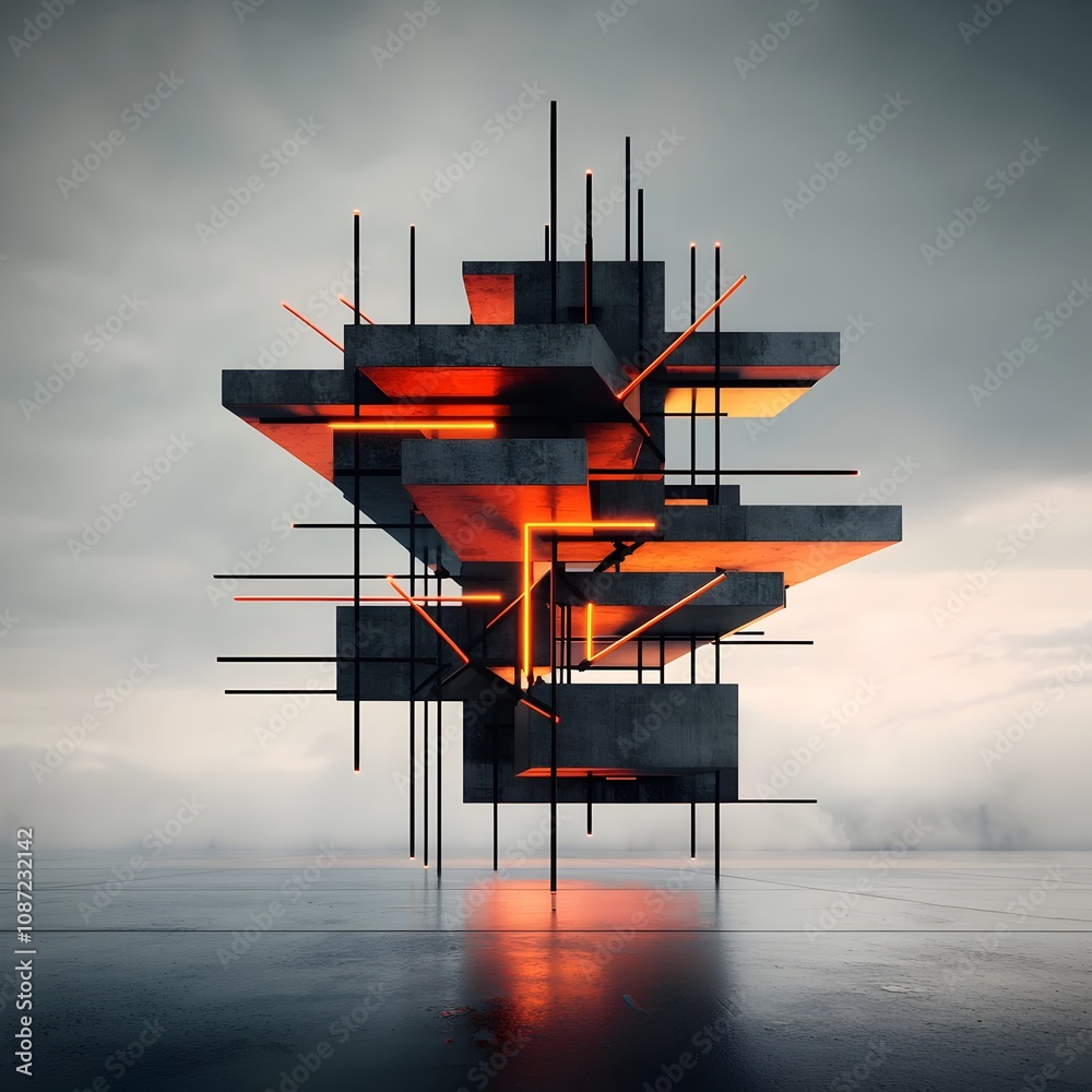 Poster mesmerizing molecular manifestation a brutalist interpretation of scientific discovery showcasing th