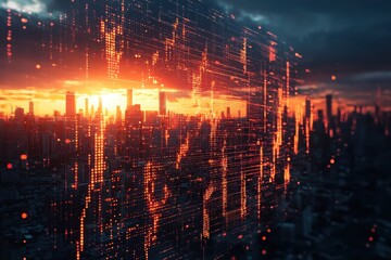 Obraz premium Visualizing financial data trends neon market graphs in a digital environment for investment insights