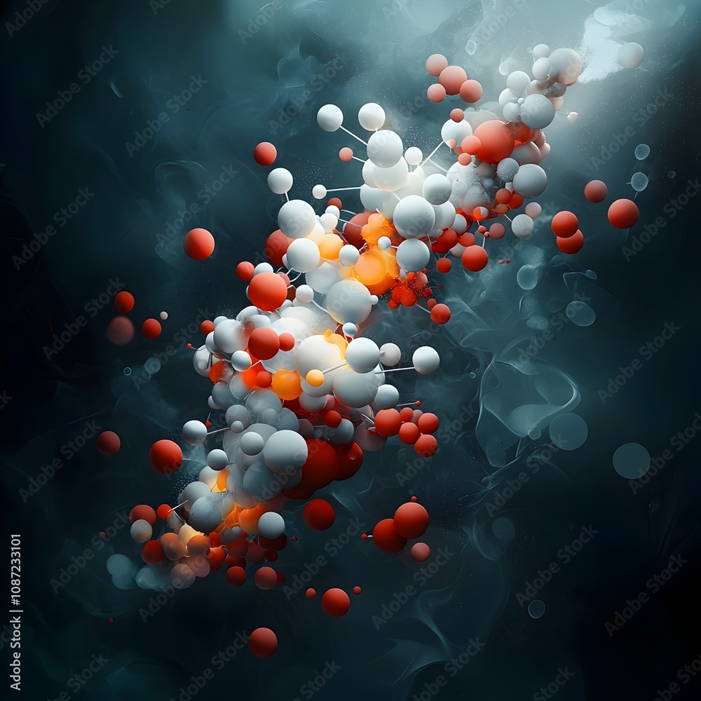 Poster microscopic of the unseen molecular universe visualization of subatomic particles and quantum fields