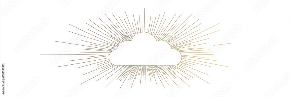 Poster this cloud icon features radiant lines emanating from it, creating a serene atmosphere perfect for d