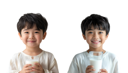 children drinking milk