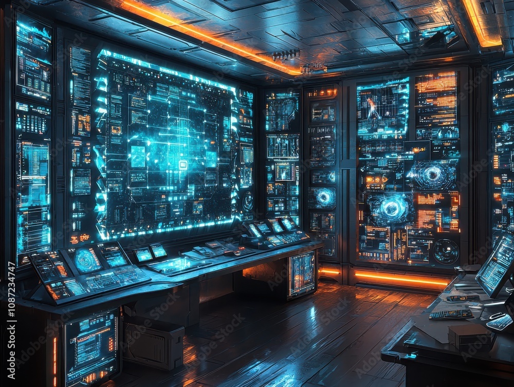 Poster enhancing decision-making with futuristic command center virtual environment data streams technology