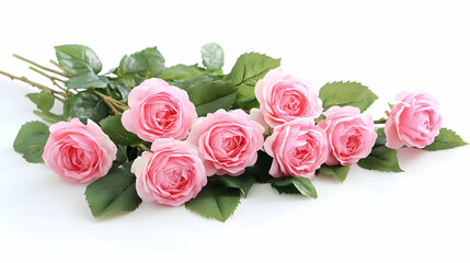 Pink Roses Bouquet on White Background - Photo