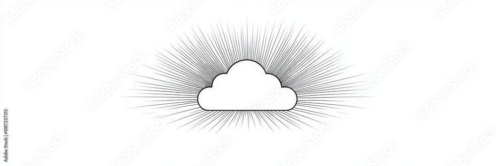 Poster this cloud icon displays rays of sunshine emanating from it, creating a lively and cheerful feel. pe