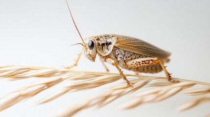 Close-Up of a Cockroach on Wheat: A Study in Delicate Textures and Natural Hues