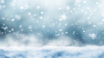 Fototapeta premium Winter background with snow and falling snowflakes. Vector illustration.