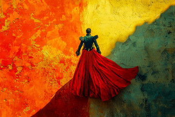 Fototapeta premium Masterful Matador A Dazzling Display of Artistry and Bravery in Spain's Traditional Bullfighting Arena