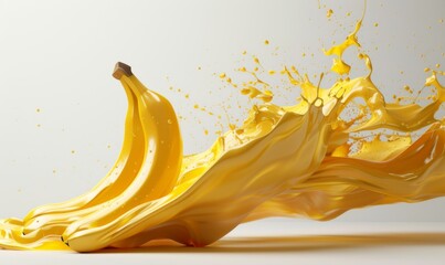 3D render Realistic of Banana splash best for commercial and Design purpose isolated on white background