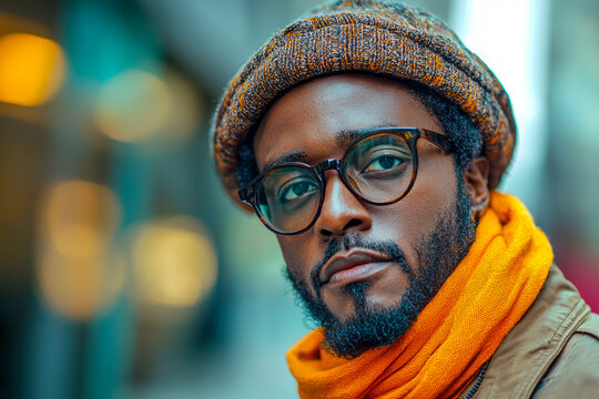 Soulful and Stylish Capturing the Essence of a Funky African American Man in Vibrant Imagery