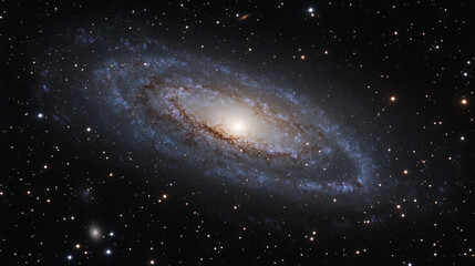 Fototapeta premium Stunning spiral galaxy illuminated by starlight in the vastness of outer space at night