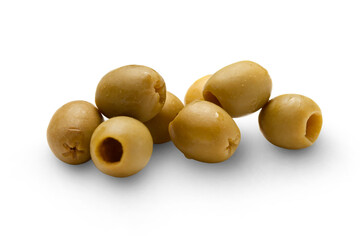 Heap of green seedless olives