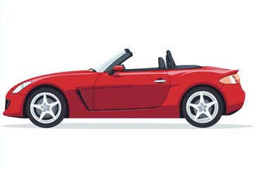 A red convertible sports car depicted in a side view illustration.