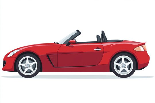 A red convertible sports car depicted in a side view illustration.
