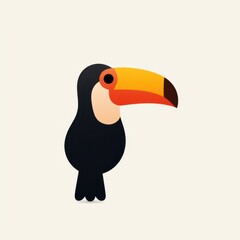Naklejka premium Colorful Toucan Icon with Black Body and Large Beak