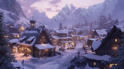 Snow-Covered Village 