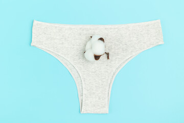 Cotton women's panties and cotton flower on them