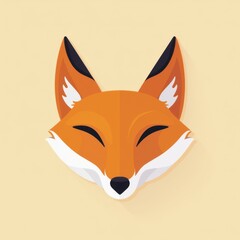 Obraz premium Vibrant Fox Head Icon with Orange Fur, White Cheeks, and Black Ears