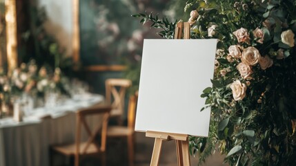 white box on an easel at an event, mockup concept